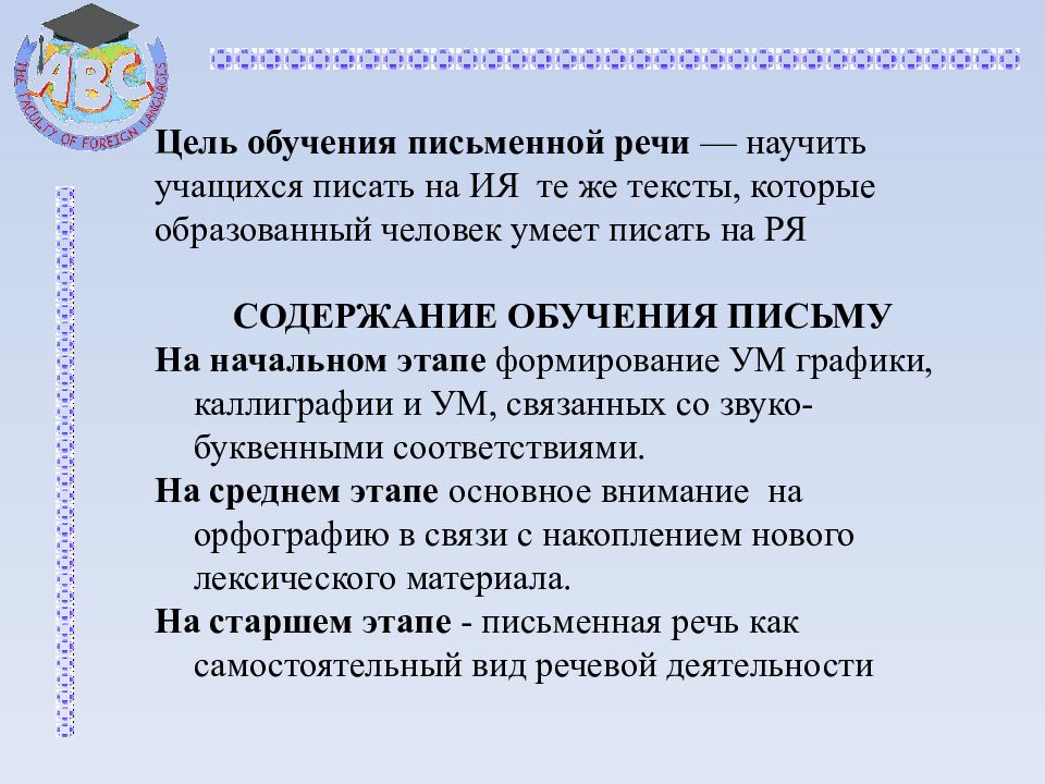 Обучение обращению. Методика обучения письменной речи.. Этапы изучения письменной речи. Этапы обучения письму. Методика подготовки письменных выступлений.