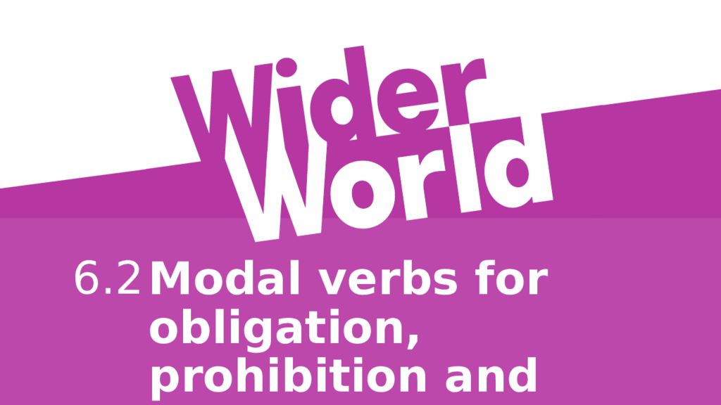 Modal verbs for obligation, prohibition and advice 6.2