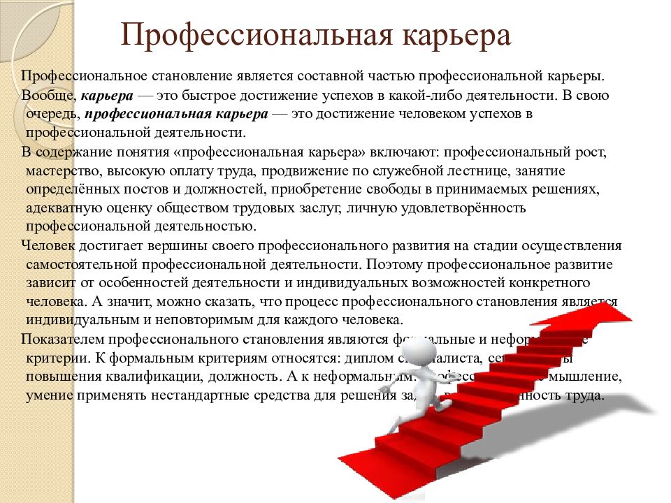 Профессиональная карьера презентация