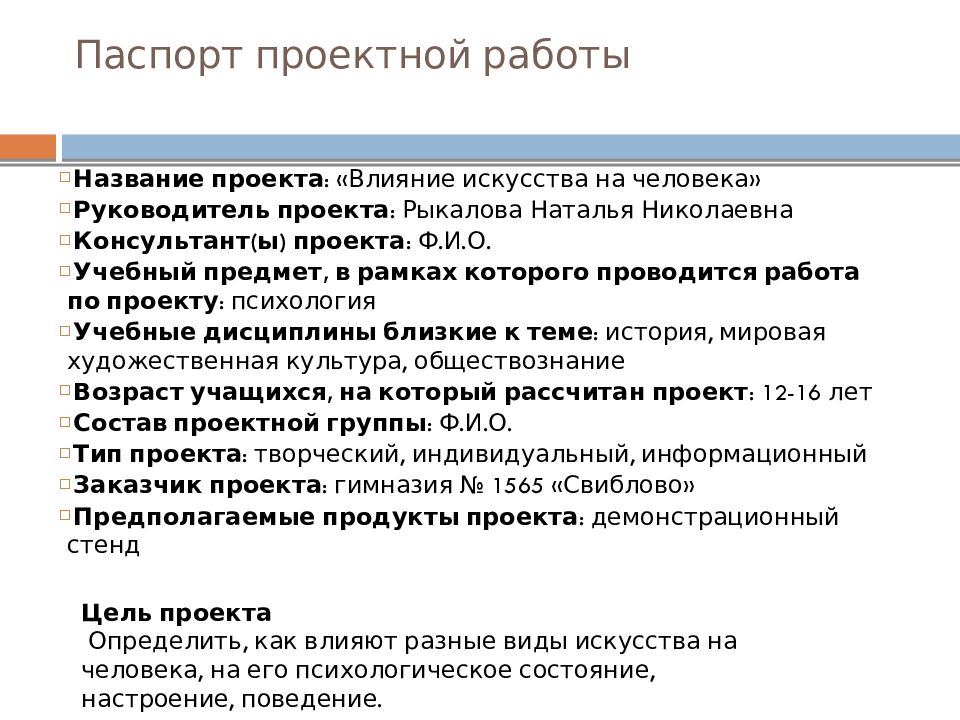 Как искусство влияет на человека. Паспорт проектной работы. Влияние искусства. Влияние искусства на человека. Проблема влияния искусства на человека.