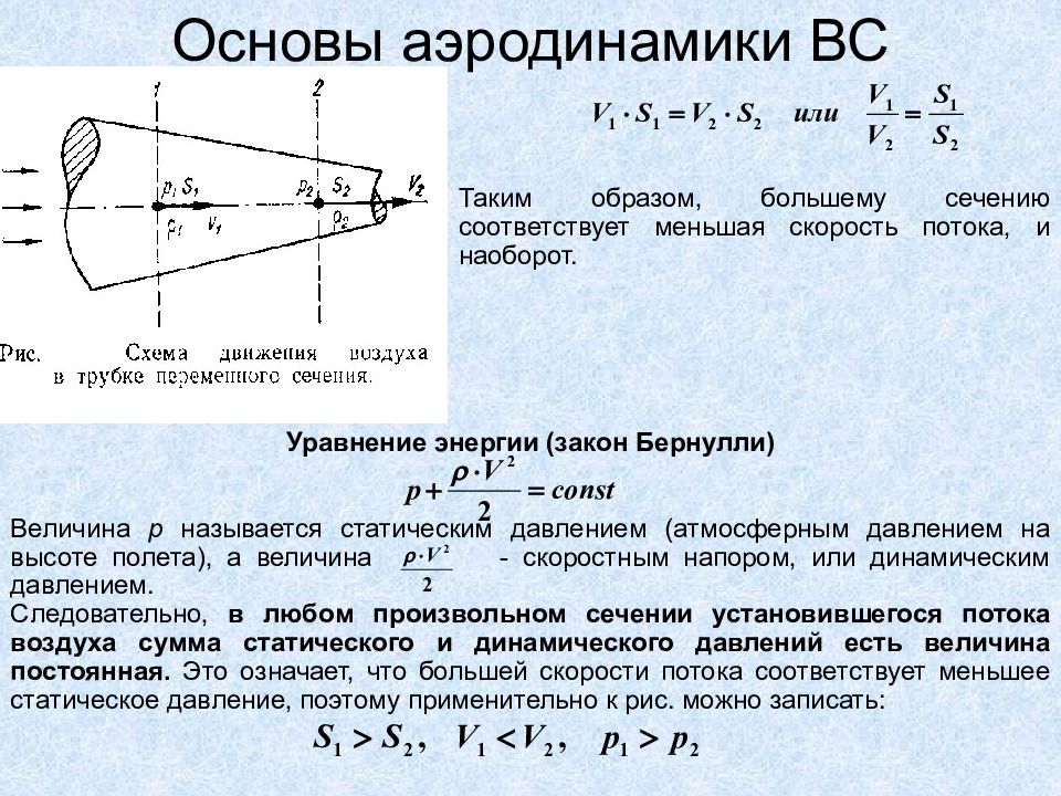 Увеличение потока. Подъемная сила крыла самолета уравнение Бернулли. Уравнение Бернулли аэродинамика. Основы аэродинамики. Основные формулы аэродинамики.