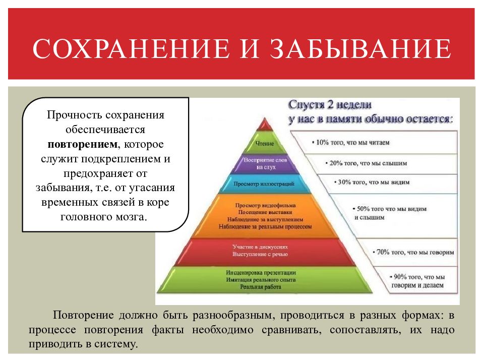 Взаимосвязь и взаимодействие различных видов памяти у человека презентация