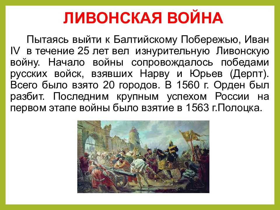 Россия и западная европа ливонская война презентация