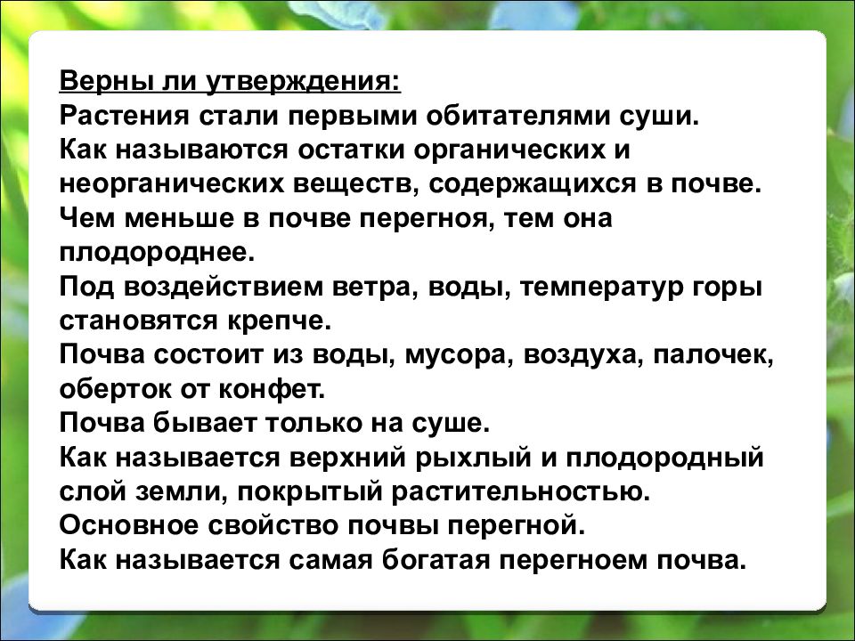 Верны ли утверждения растения. Верные утверждения о растениях.. 3 Утверждения о растениях одно ложное. Написать 5 утверждений о растение.