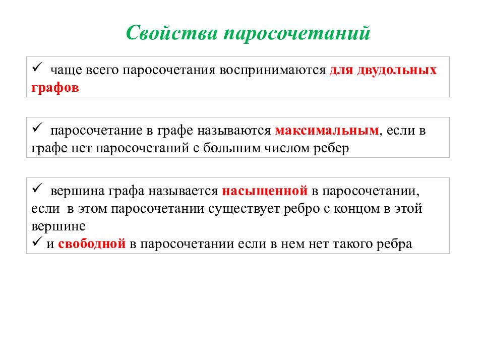 Характеристики графов. Свойства графов. Основные свойства графов. Число паросочетаний графа. Характеристика графа.