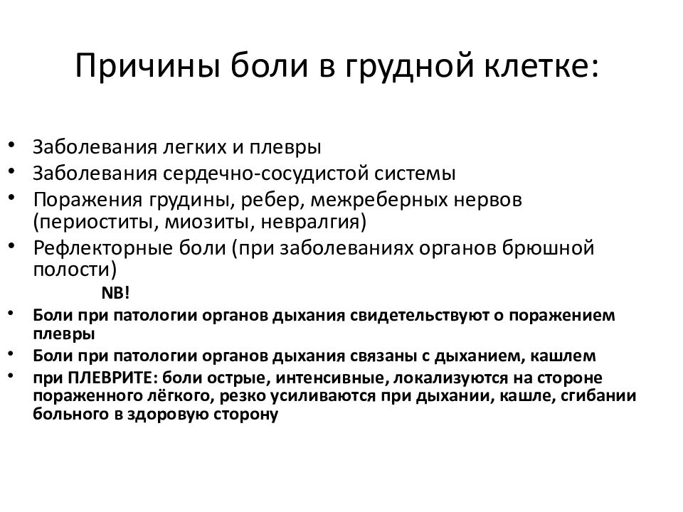 Боль в правой половине грудной клетки