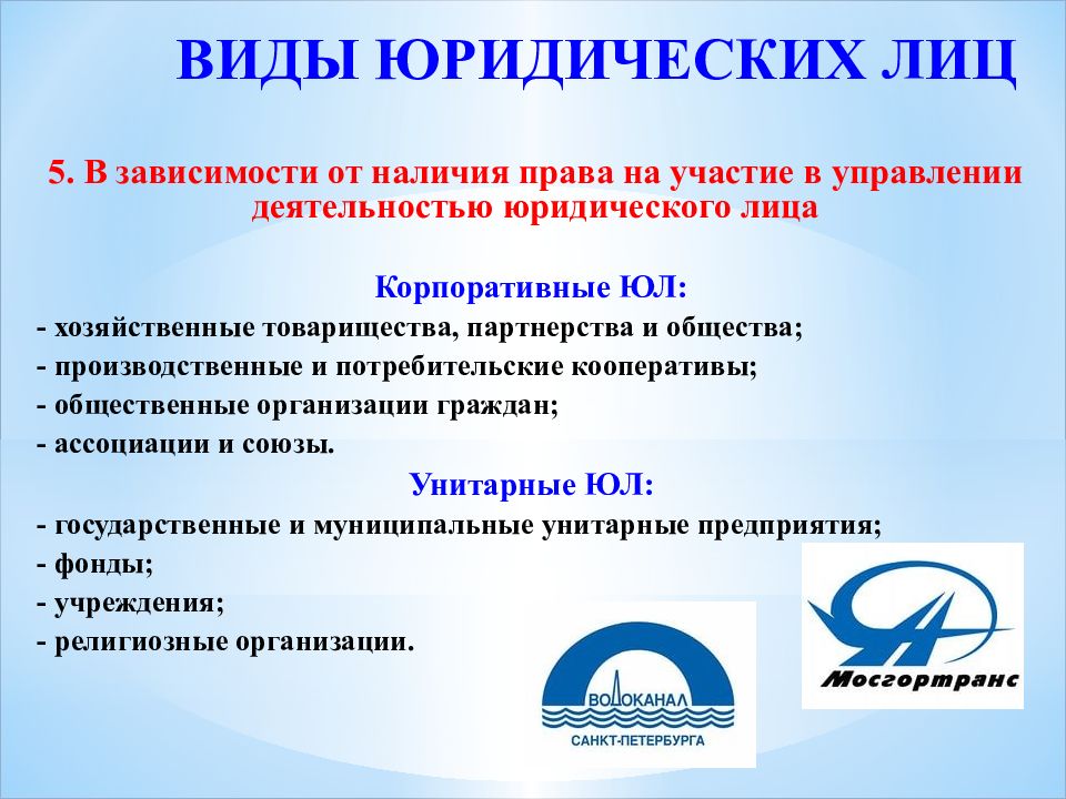 Наличие законодательства. Виды юр лиц в зависимости от прав. Виды юр лиц в зависимости от наличия права участия (членства). Право на участие в управлении деятельности АО представляет. Дает право на участие в управлении деятельностью компании.