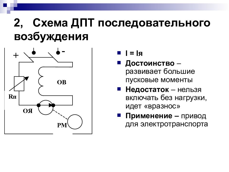 Схема работы двигателя постоянного тока с параллельным возбуждением