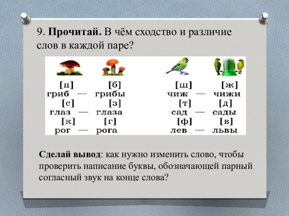 Слова с парной глухой согласной