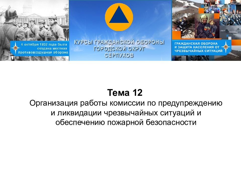 Тема 12 Организация работы комиссии по предупреждению и ликвидации чрезвычайных ситуаций и обеспечению пожарной безопасности