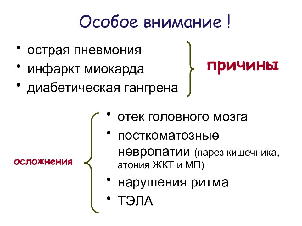 Острое внимание. Осложнения на головной мозг диабет. Инфаркт пневмония осложнение чего.