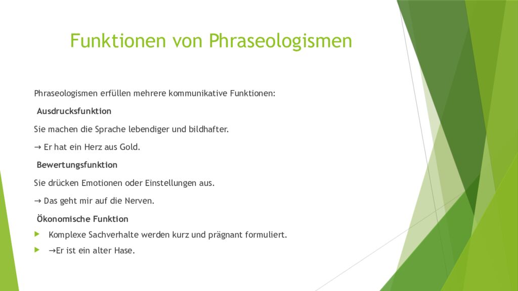 Funktionen von Phraseologismen