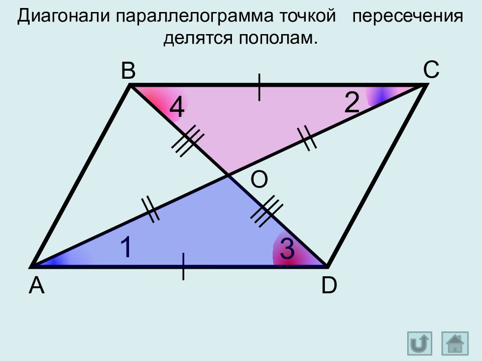 Диагонали параллелограмма точкой их пересечения делятся пополам. Как найти диагональ параллелограмма. Параллелограмм с диагоналями рисунок. Соотношение диагоналей и сторон параллелограмма. Диагонали параллелограмма равны.