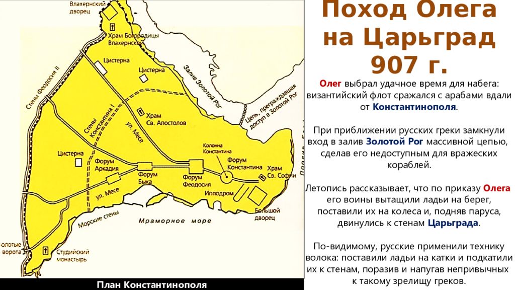 Карта походов олега на царьград