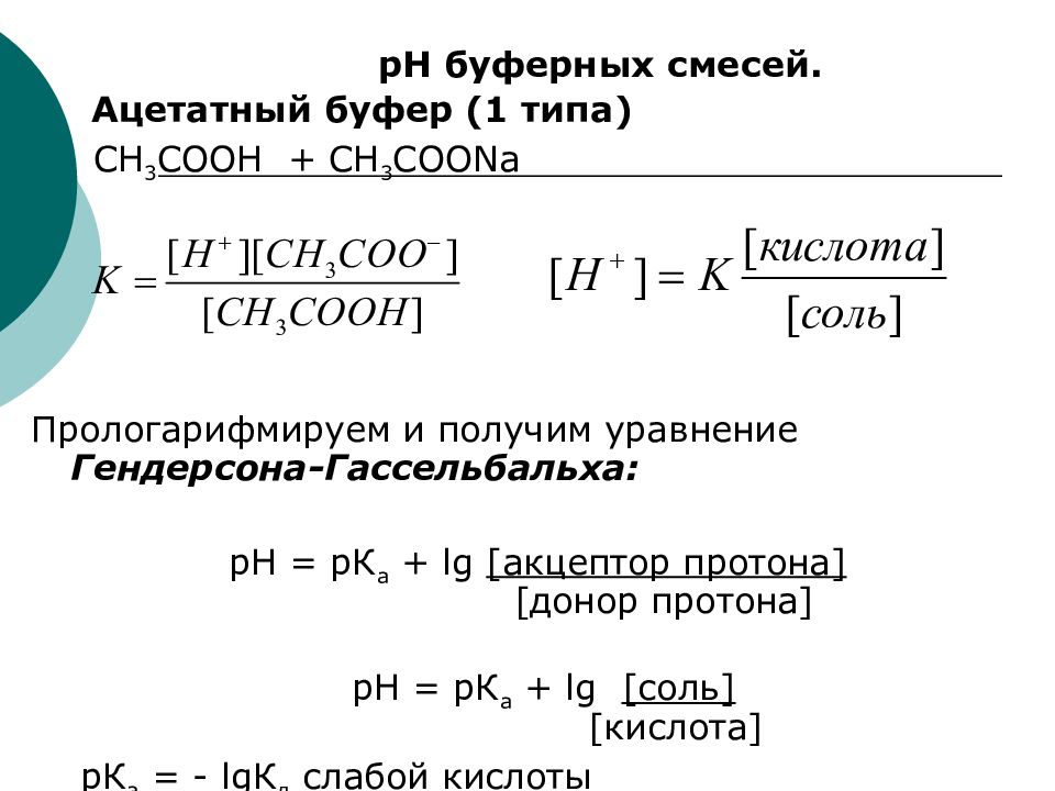 Формула раствора соляной кислоты. PH буферного раствора формула.