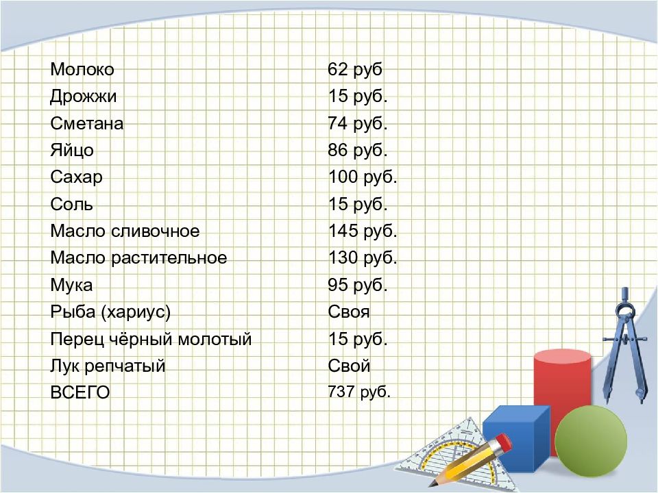 Математика в кулинарии проект