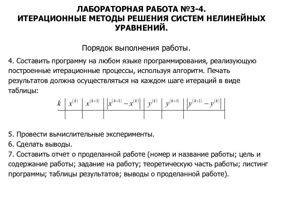 Вывод лабораторной работы 8. Порядок выполнения лабораторной работы. Лабораторная работа методы решения нелинейных уравнений выводы. Как выполнить лабораторную работу. Лабораторная работа №3-11. Итерационные вычисления.