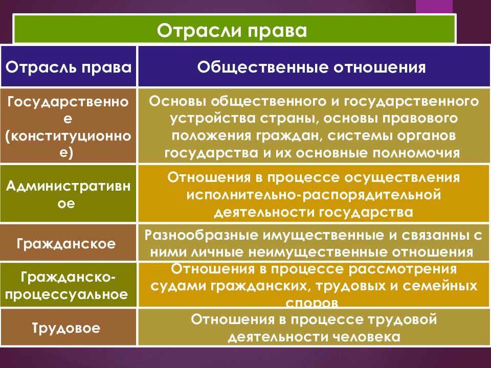 Место в правовой системе. Система российского права. Система отраслей права. Виды российского права. Структура отрасли права.