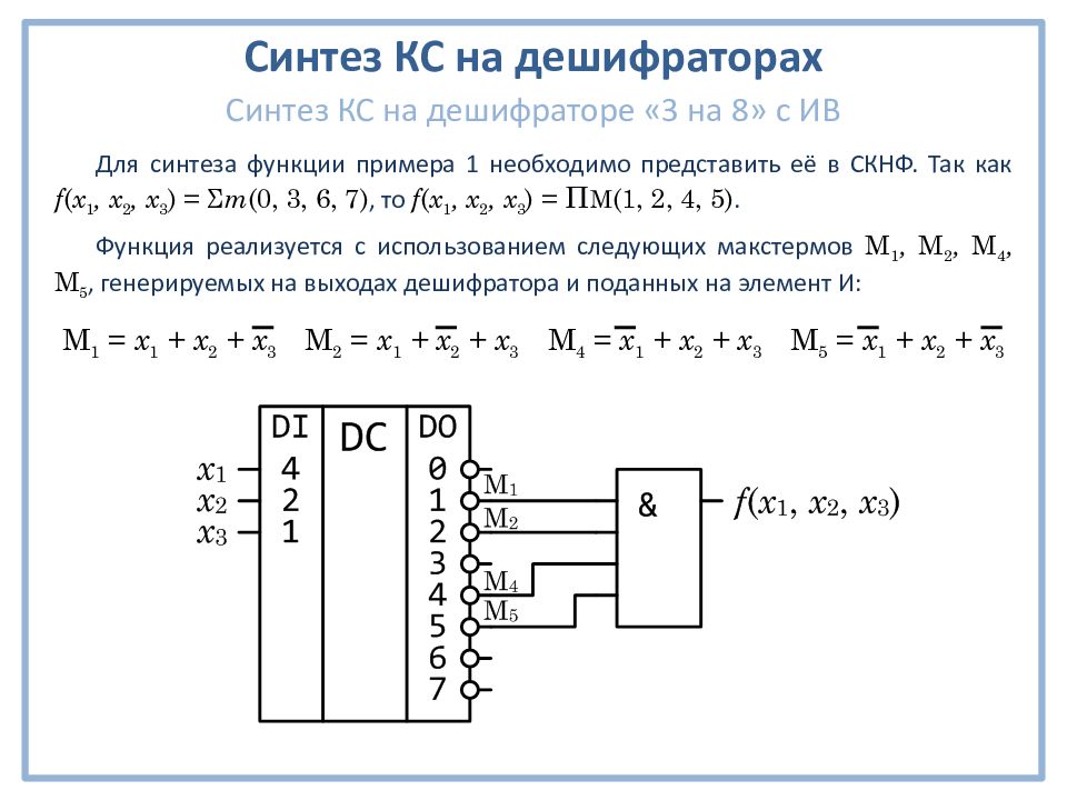 Выходы дешифратора