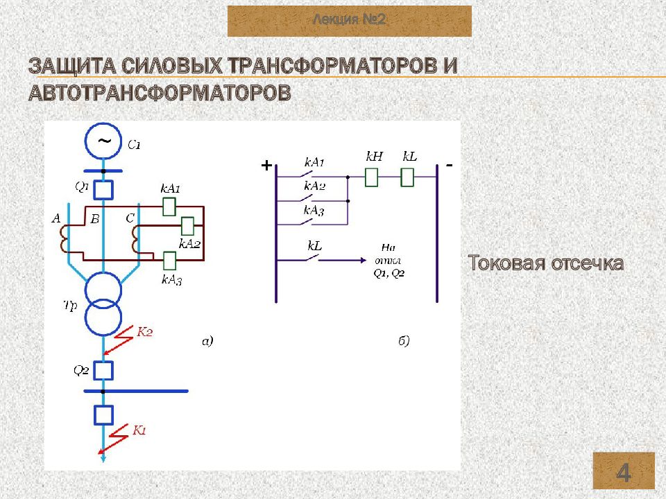 Схема защиты силового трансформатора