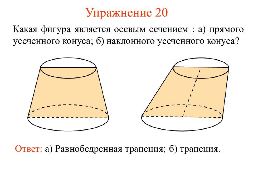 Какая фигура является сечением. Усечённый конус осевое сечение. Усеченный конус осевое сечение. Осевое сечение конуса усеченного конуса. Какая фигура является осевым сечением усеченного конуса.