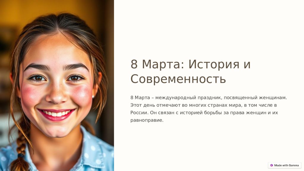 8 Марта: История и Современность 8 Марта – международный праздник, посвященный