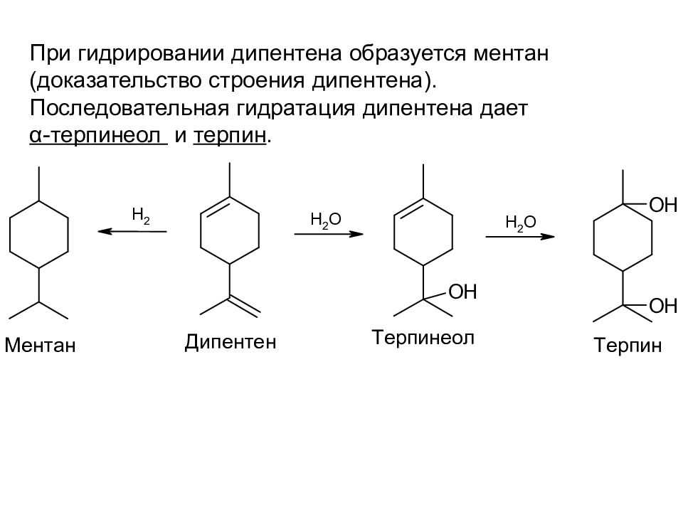 Что образуется при гидрировании. Гидрирование лимонена реакция. Гидратация лимонена реакция. Бициклические терпены. Терпен лимонен.
