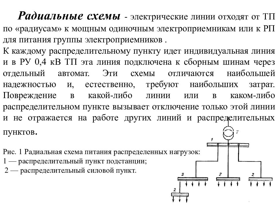 Радиальная схема распределительной сети