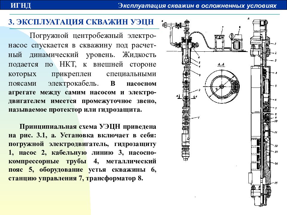 Схема погружного центробежного насоса