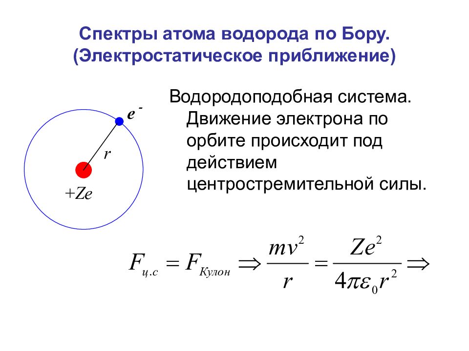 Радиус стационарных орбит. Спектр атома водорода по Бору. Радиус орбиты электрона по теории Бора. Теория атома по Бору. Теория водорода по Бору.
