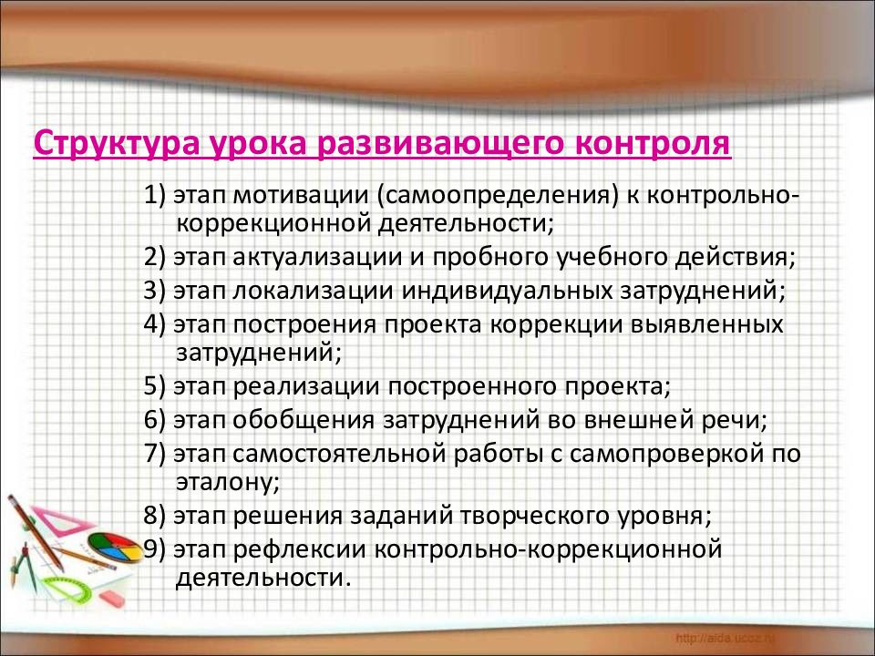 Какой вид занятий не подходит для урока развивающего контроля деловая игра викторина защита проектов