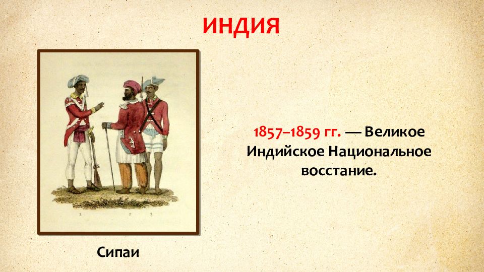 Восстание сипаев в индии 1857 1859 презентация