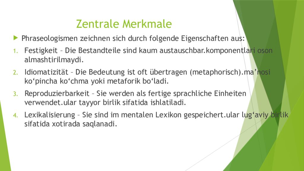 Zentrale Merkmale