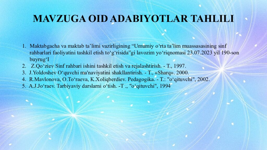 Menejerlik o‘ quv kursi tinglovchisi Xalimbetov Xamid Qurbanbayevich ning “