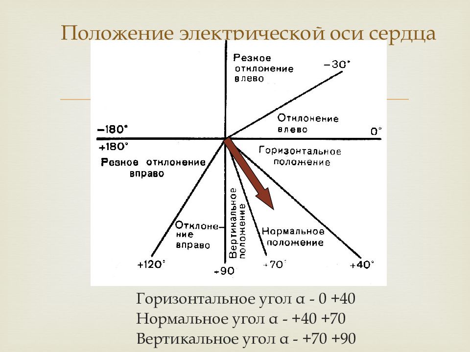 Положение оси сердца