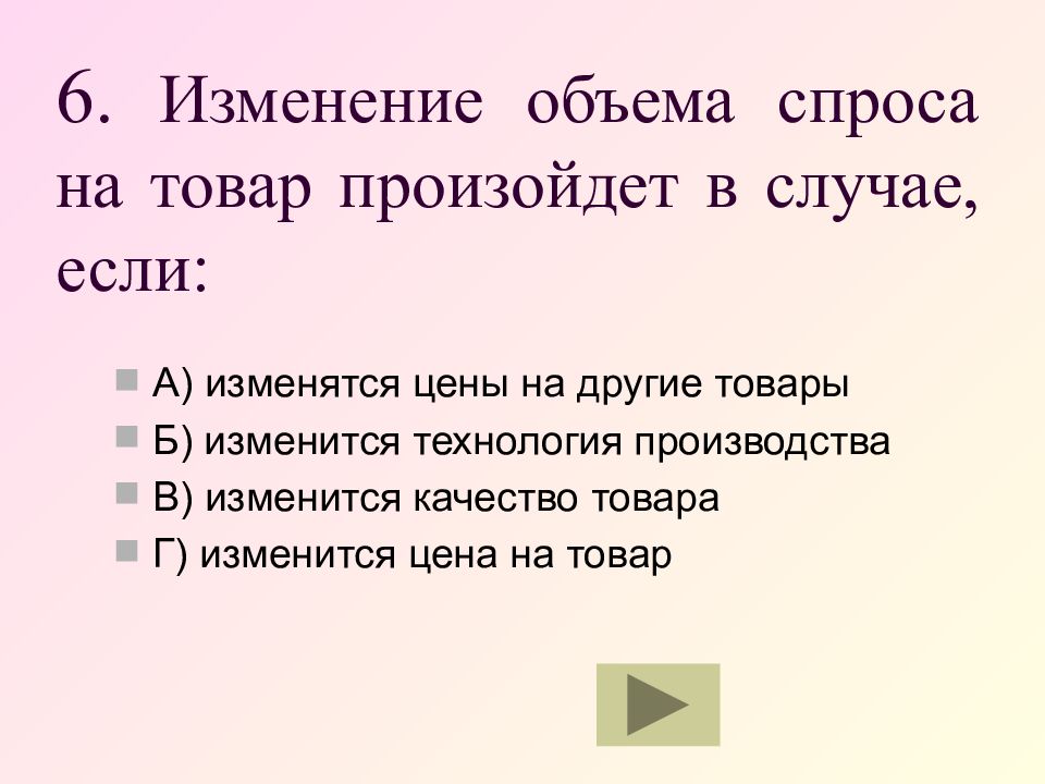 Изменение 6. Изменение спроса на товар произойдет в случае. Изменение объема спроса на товар произойдет. Изменение объема спроса на товар произойдет в случае если. Изменение объема спроса на товар произойдет в случае, если изменится:.