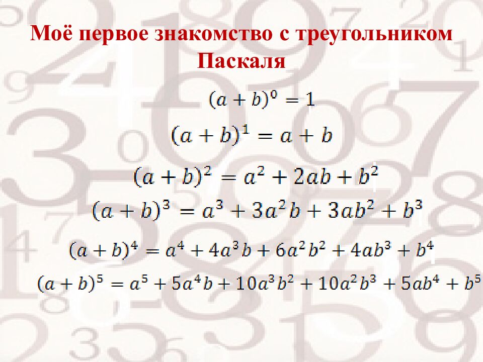 Моё первое знакомство с треугольником Паскаля