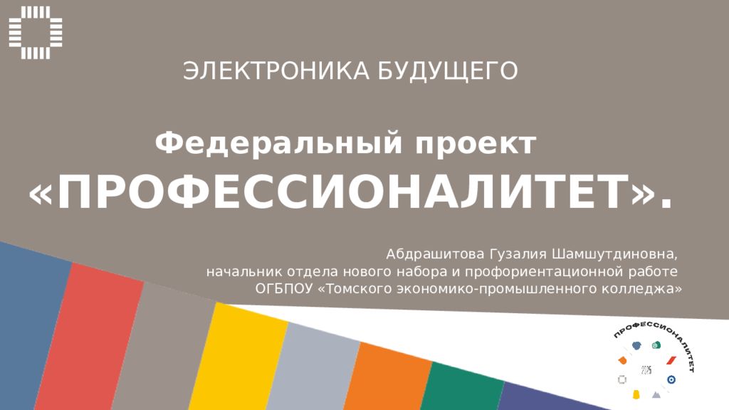 ЭЛЕКТРОНИКА БУДУЩЕГО Федеральный проект «ПРОФЕССИОНАЛИТЕТ». Абдрашитова Гузалия