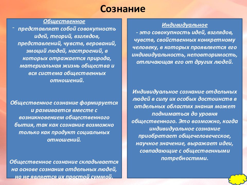 Функции сознания примеры