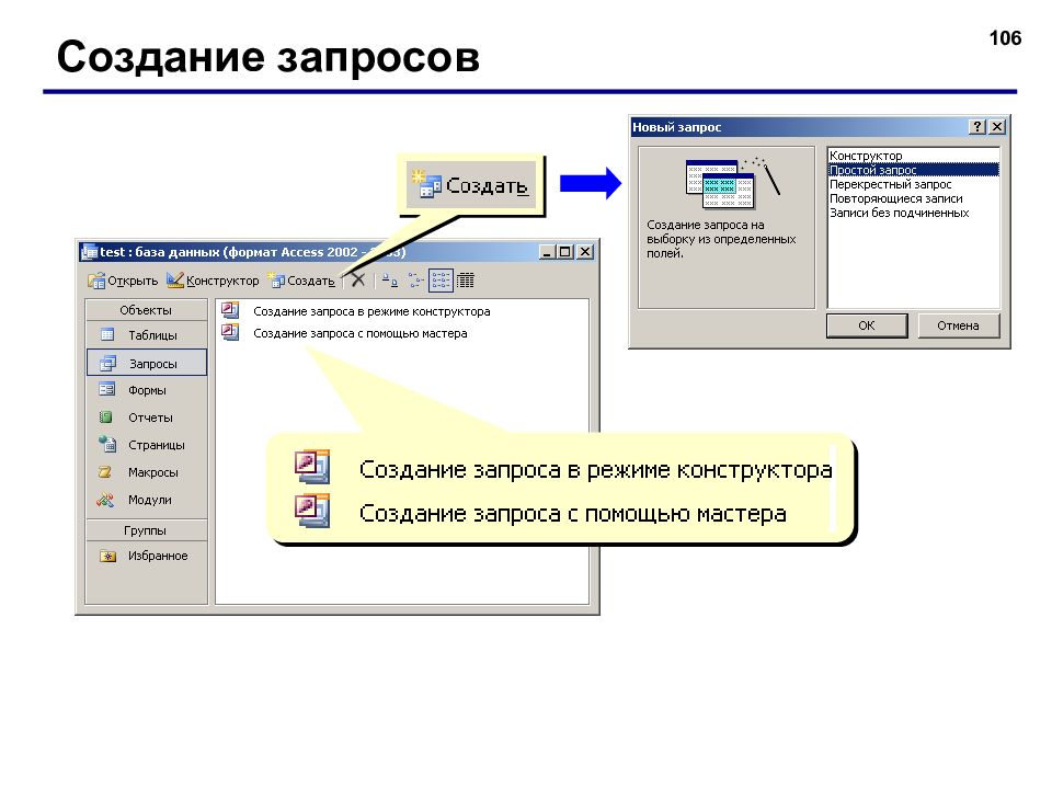 Создание запросов в бд презентация