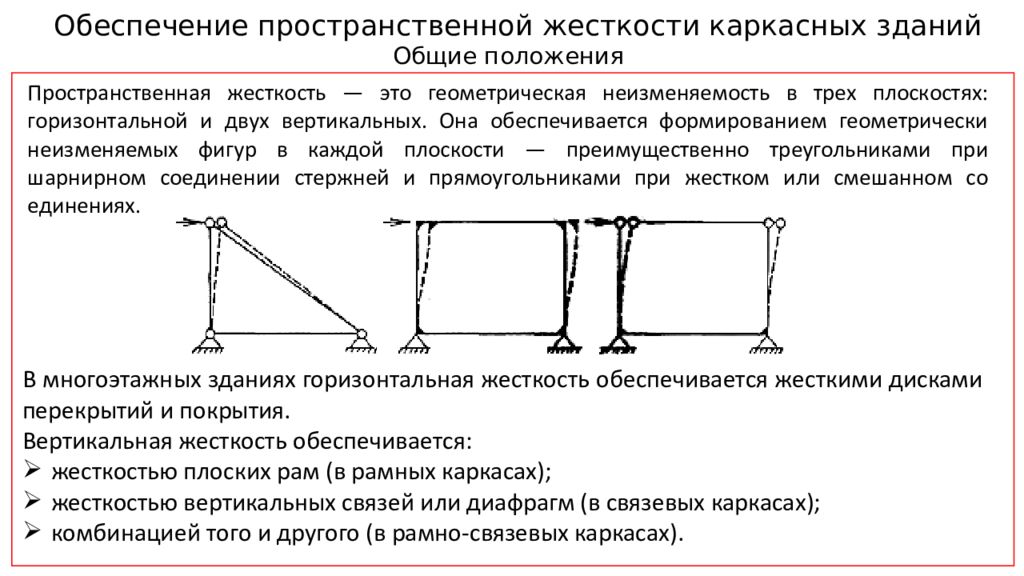 Горизонтальная жесткость. Обеспечение пространственной жесткости каркасных зданий. Пространственная жесткость здания. Обеспечение устойчивости каркасных зданий. Способы обеспечения пространственной жесткости зданий.