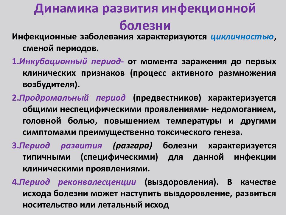 Последовательность развития инфекционного заболевания. Динамика развития инфекционной болезни. Периоды развития инфекционного заболевания. Динамика и периоды развития инфекционного заболевания. Динамика развития инфекционного процесса, периоды.