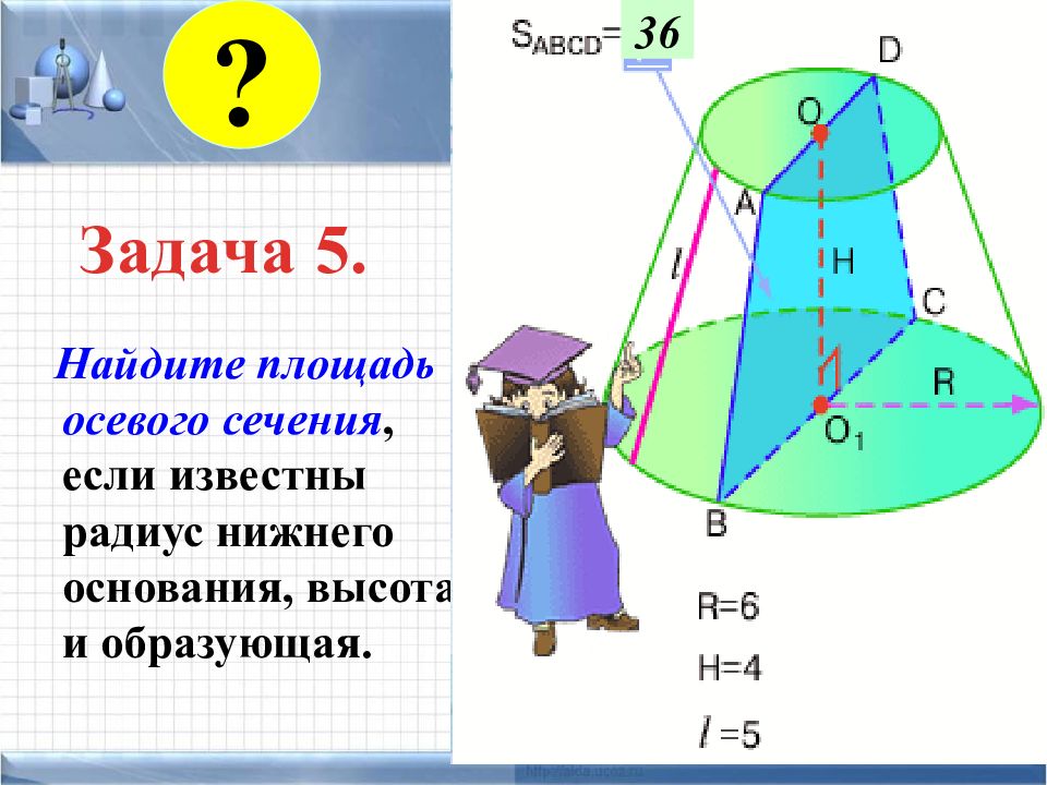 Известны площадь основания. Усеченный конус площадь осевого сечения. Площадь осевого сечения усеченного конуса. Площадь осевого сечения конуса. Найдите площадь осевого сечения конуса.