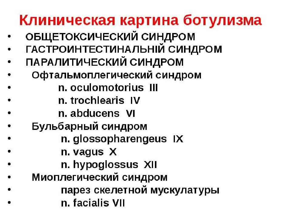 Ботулизм клиническая картина этиология