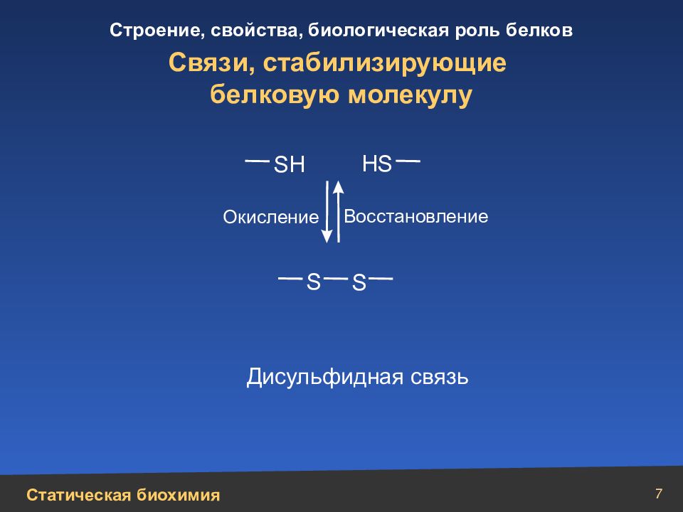 Свойства структуры системы. Окисление дисульфидных связей. Восстановление окисление дисульфидных связей. Окисление белков. Восстановление дисульфидных связей в белках.