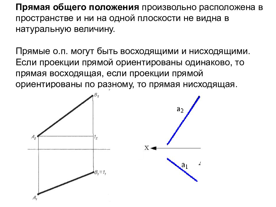 Положение отрезков. Прямая общего положения проецирующая прямая. Проецирование прямой прямая общего положения. Отрезок общего положения в пространстве. Отрезок общего положения в пространстве расположен.