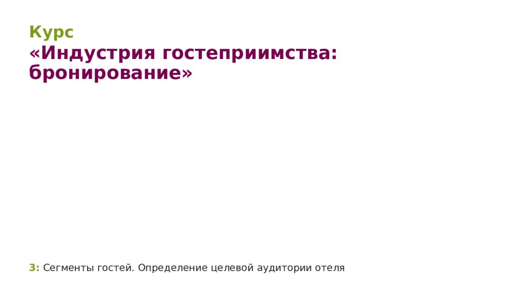 3: Сегменты гостей. Определение целевой аудитории отеля