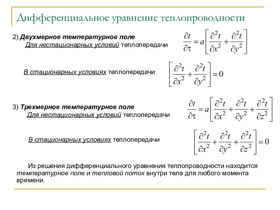 Дифференциальные уравнения теплообмена через стенку