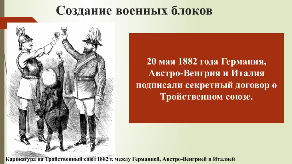 Создание тройственного союза. Тройственный Союз Германии 1882. Тройственный Союз Германии Австро-Венгрии и Италии. Тройственный Союз карикатура. Германия и Австро Венгрия 1882.