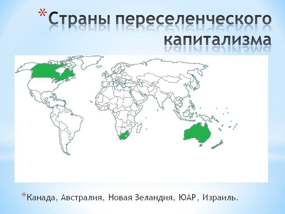 Капиталистически развитые страны. Страны переселенческого капитализма. Страны переселенческого капитализма на контурной карте. Страны переселенческого капитализма список. Страны переселенческого капитала.